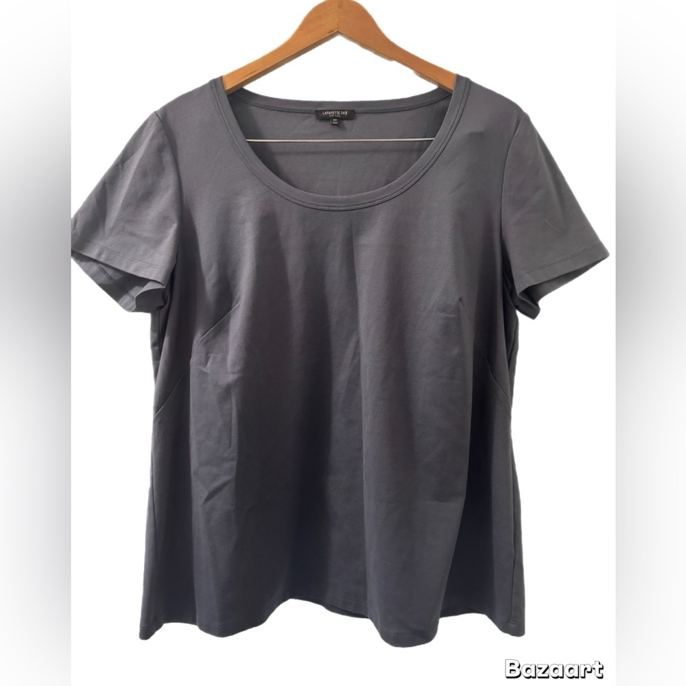 Lafayette 148 New York Charcoal Short Sleeve Tee
